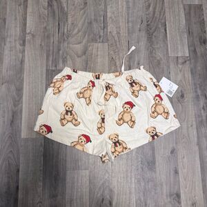 Forever 21 Teddy Bear Christmas 100% cotton pj lounge shorts